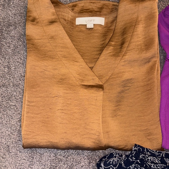 Gold Blouse, Purple Top, and Floral Shirt Set - Picture 3 of 4